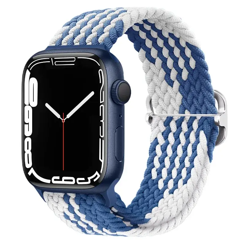רצועת ניילון לשעון אפל צבע כחול לבן